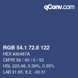 カラーコード: RGB 54.1 72.8 122 | qconv.com