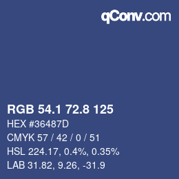 Código de color: RGB 54.1 72.8 125 | qconv.com