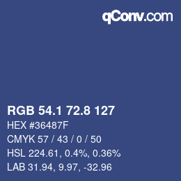 カラーコード: RGB 54.1 72.8 127 | qconv.com