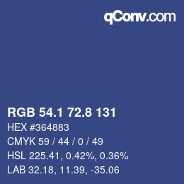 Color code: RGB 54.1 72.8 131 | qconv.com