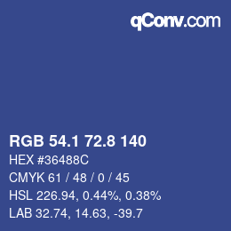 Color code: RGB 54.1 72.8 140 | qconv.com