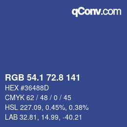 カラーコード: RGB 54.1 72.8 141 | qconv.com
