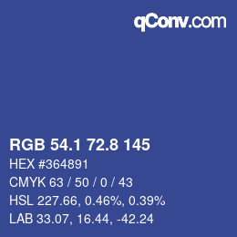 Farbcode: RGB 54.1 72.8 145 | qconv.com