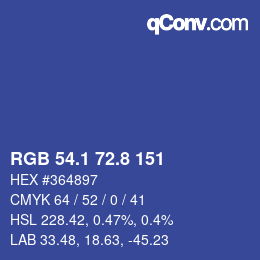 Farbcode: RGB 54.1 72.8 151 | qconv.com