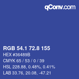Color code: RGB 54.1 72.8 155 | qconv.com