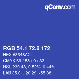 カラーコード: RGB 54.1 72.8 172 | qconv.com