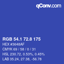 カラーコード: RGB 54.1 72.8 175 | qconv.com