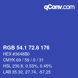 カラーコード: RGB 54.1 72.8 176 | qconv.com