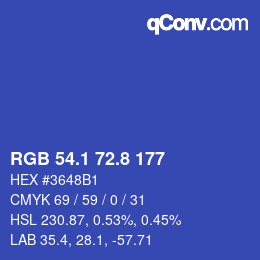 カラーコード: RGB 54.1 72.8 177 | qconv.com