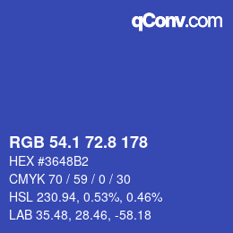 カラーコード: RGB 54.1 72.8 178 | qconv.com