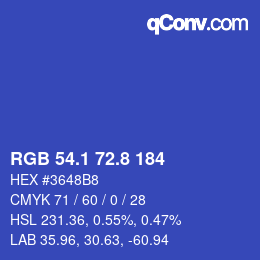 カラーコード: RGB 54.1 72.8 184 | qconv.com