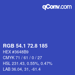 カラーコード: RGB 54.1 72.8 185 | qconv.com