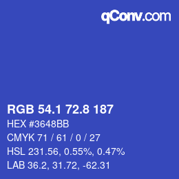 カラーコード: RGB 54.1 72.8 187 | qconv.com