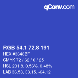 カラーコード: RGB 54.1 72.8 191 | qconv.com