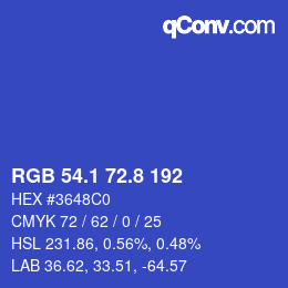 カラーコード: RGB 54.1 72.8 192 | qconv.com