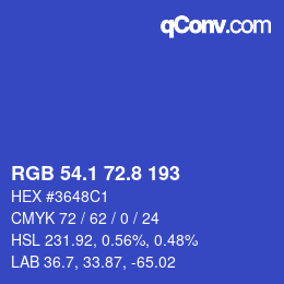 カラーコード: RGB 54.1 72.8 193 | qconv.com