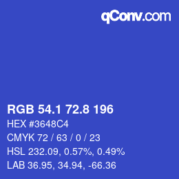 カラーコード: RGB 54.1 72.8 196 | qconv.com