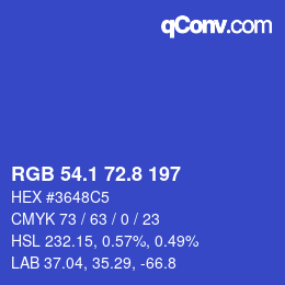 カラーコード: RGB 54.1 72.8 197 | qconv.com