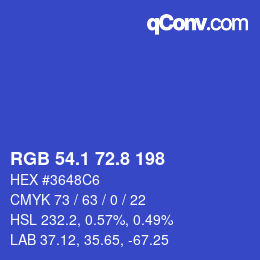 カラーコード: RGB 54.1 72.8 198 | qconv.com