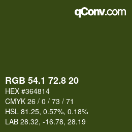 カラーコード: RGB 54.1 72.8 20 | qconv.com
