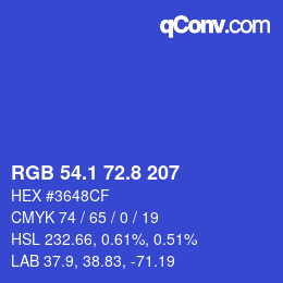 カラーコード: RGB 54.1 72.8 207 | qconv.com