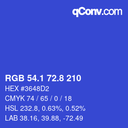 カラーコード: RGB 54.1 72.8 210 | qconv.com