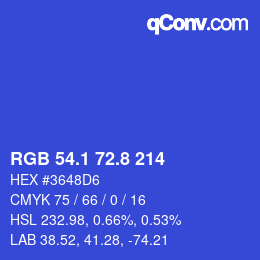カラーコード: RGB 54.1 72.8 214 | qconv.com