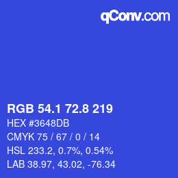カラーコード: RGB 54.1 72.8 219 | qconv.com