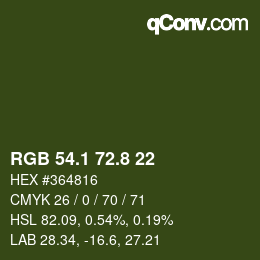 カラーコード: RGB 54.1 72.8 22 | qconv.com