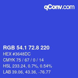 カラーコード: RGB 54.1 72.8 220 | qconv.com