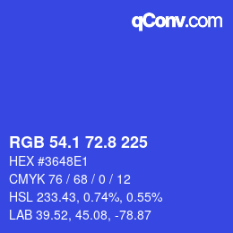 カラーコード: RGB 54.1 72.8 225 | qconv.com