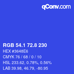 カラーコード: RGB 54.1 72.8 230 | qconv.com