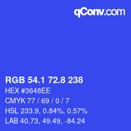 カラーコード: RGB 54.1 72.8 238 | qconv.com