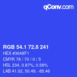 カラーコード: RGB 54.1 72.8 241 | qconv.com