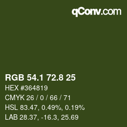 カラーコード: RGB 54.1 72.8 25 | qconv.com