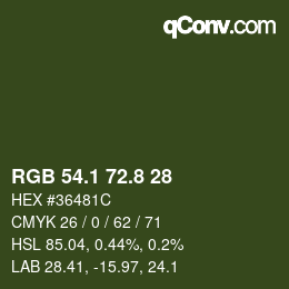 Color code: RGB 54.1 72.8 28 | qconv.com