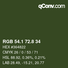Color code: RGB 54.1 72.8 34 | qconv.com