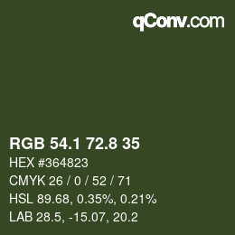 Color code: RGB 54.1 72.8 35 | qconv.com