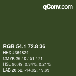 カラーコード: RGB 54.1 72.8 36 | qconv.com