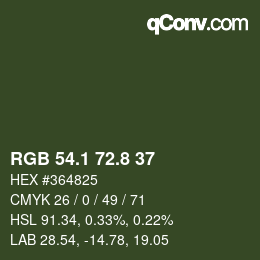 カラーコード: RGB 54.1 72.8 37 | qconv.com