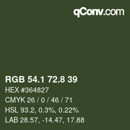 Color code: RGB 54.1 72.8 39 | qconv.com