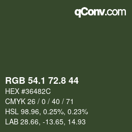 カラーコード: RGB 54.1 72.8 44 | qconv.com
