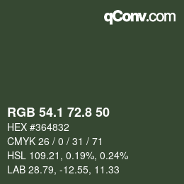 Color code: RGB 54.1 72.8 50 | qconv.com