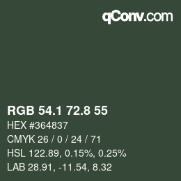 Color code: RGB 54.1 72.8 55 | qconv.com