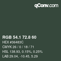 Farbcode: RGB 54.1 72.8 60 | qconv.com