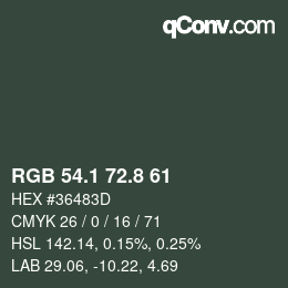 カラーコード: RGB 54.1 72.8 61 | qconv.com