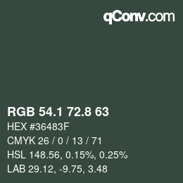 カラーコード: RGB 54.1 72.8 63 | qconv.com