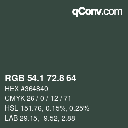 Color code: RGB 54.1 72.8 64 | qconv.com