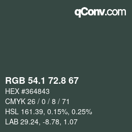 Color code: RGB 54.1 72.8 67 | qconv.com