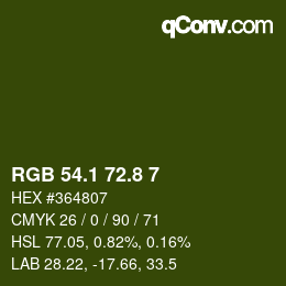 カラーコード: RGB 54.1 72.8 7 | qconv.com